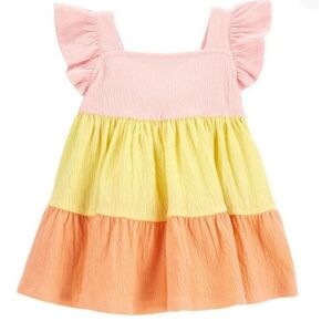 Carter's Baby Flutter Crinkle Jersey Dress Pastel Colors Size 18M